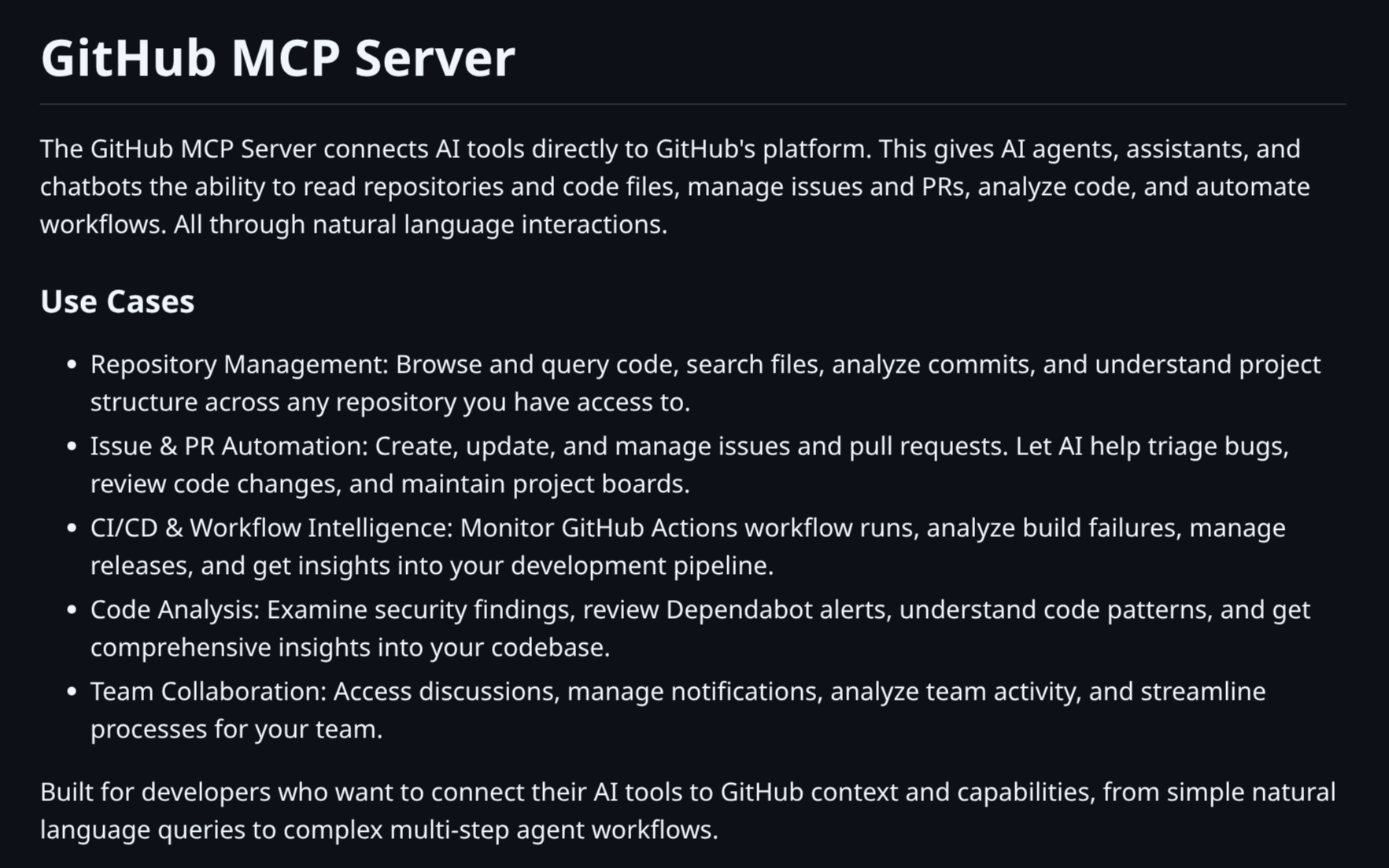 GitHub MCP Server Overview